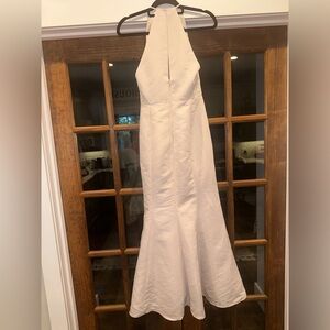 Amsale Size 12 Elegant Cream Halter Mermaid‎ Dress